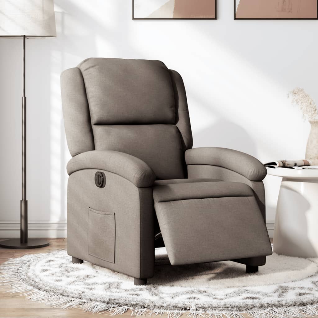 vidaXL Fotoliu rabatabil electric, gri taupe, material textil