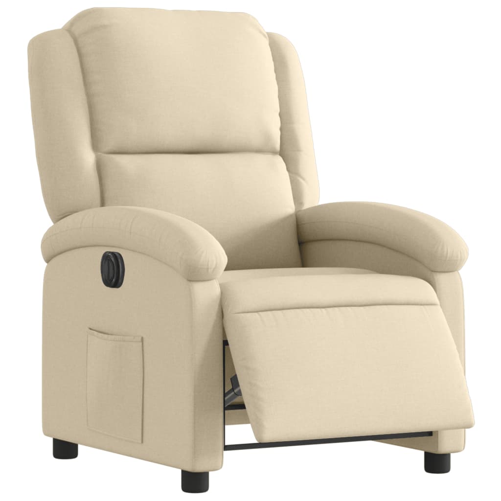 vidaXL Fotoliu rabatabil electric, crem, material textil