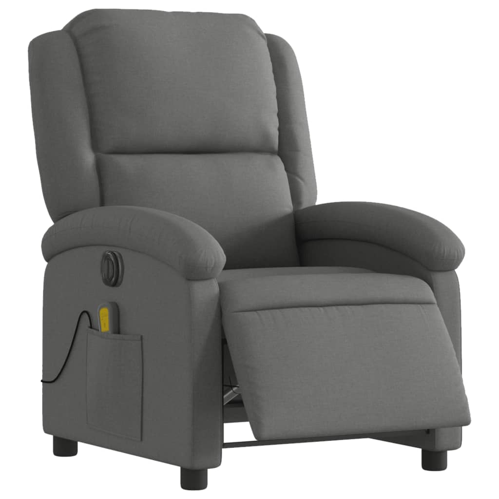 vidaXL Fotoliu electric de masaj rabatabil, gri închis, textil