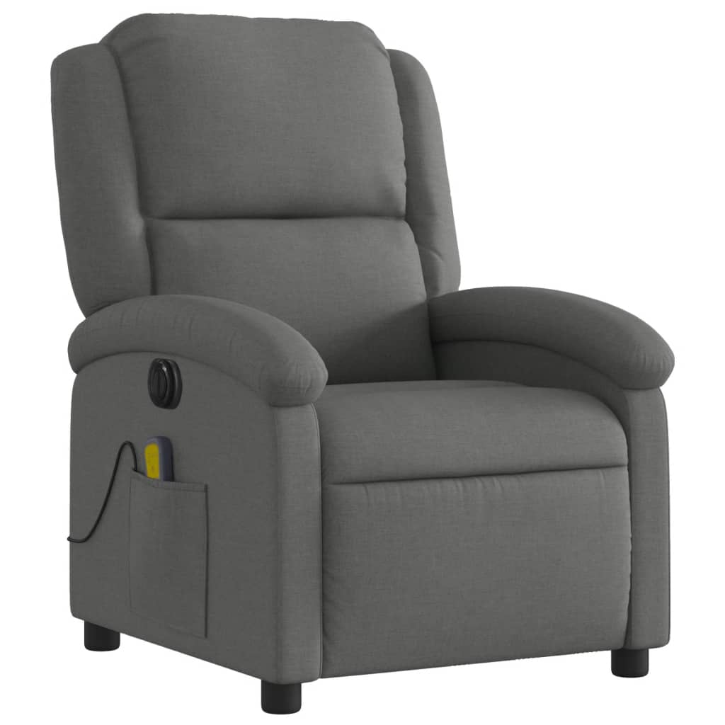 vidaXL Fotoliu electric de masaj rabatabil, gri închis, textil