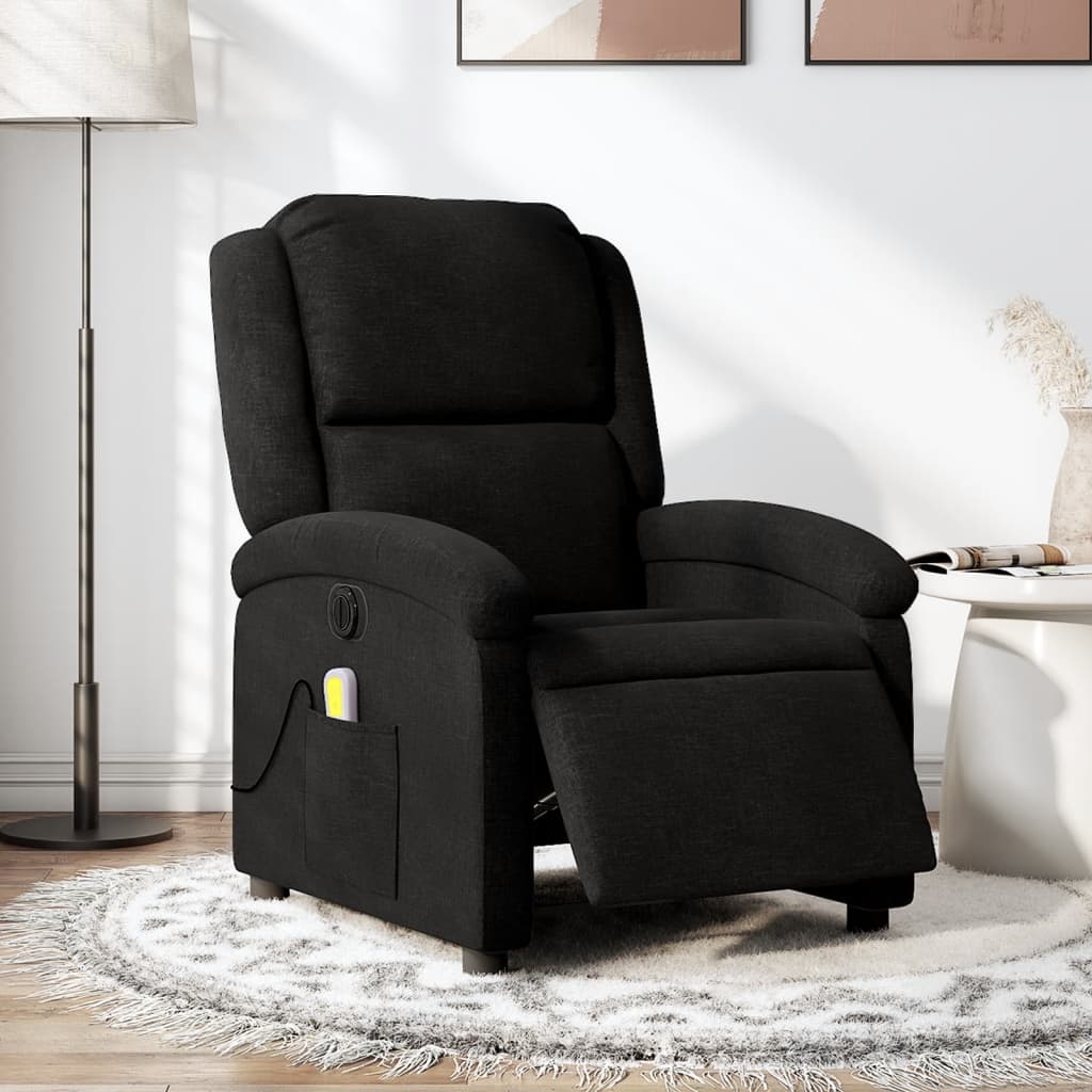 vidaXL Fotoliu electric de masaj rabatabil, negru, textil vidaXL Fotoliu electric de masaj rabatabil, negru, textil