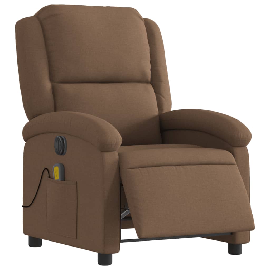 vidaXL Fotoliu electric de masaj rabatabil, maro, textil
