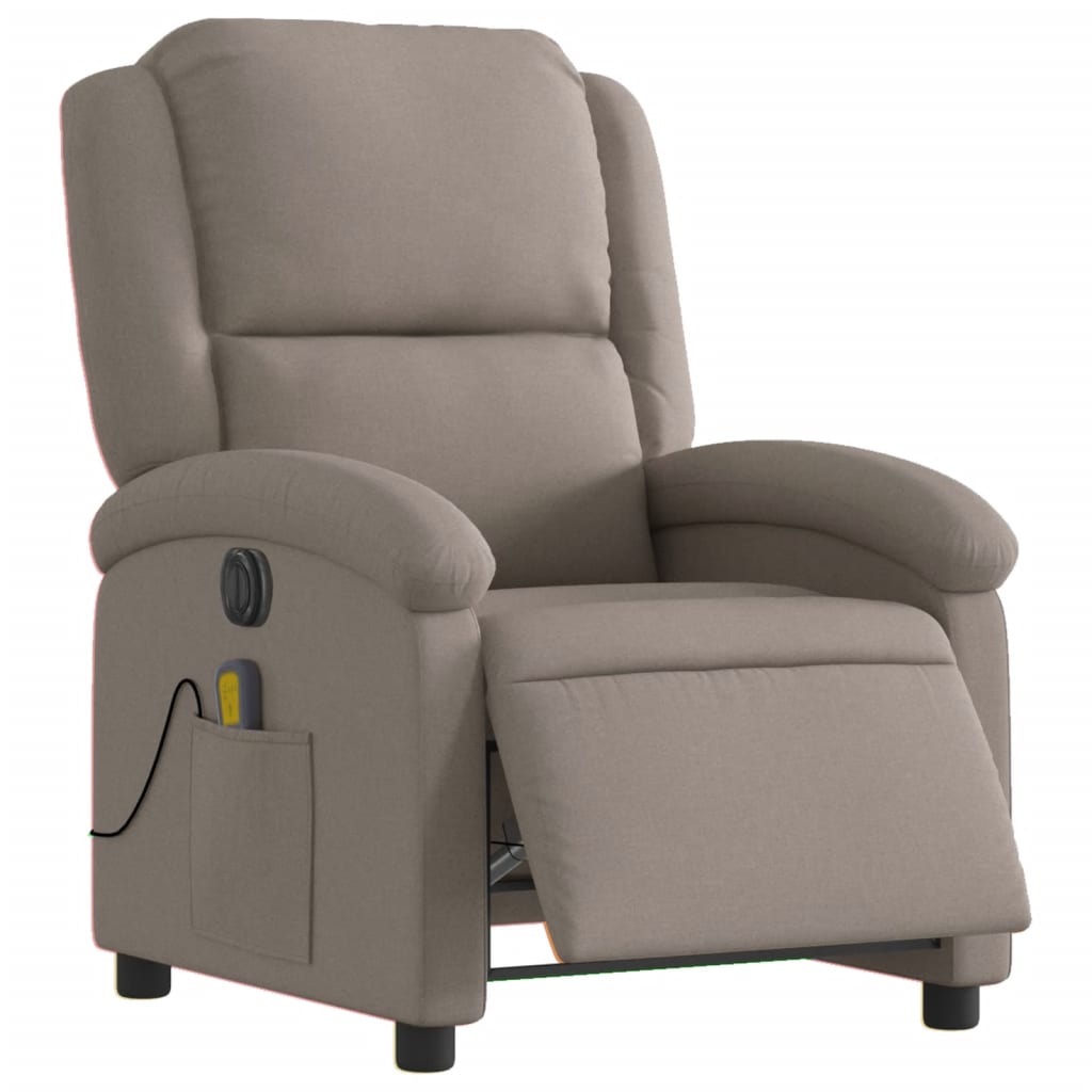 vidaXL Fotoliu electric de masaj rabatabil, gri taupe, textil