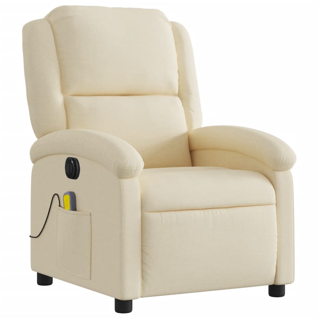 vidaXL Fotoliu electric de masaj rabatabil, crem, textil