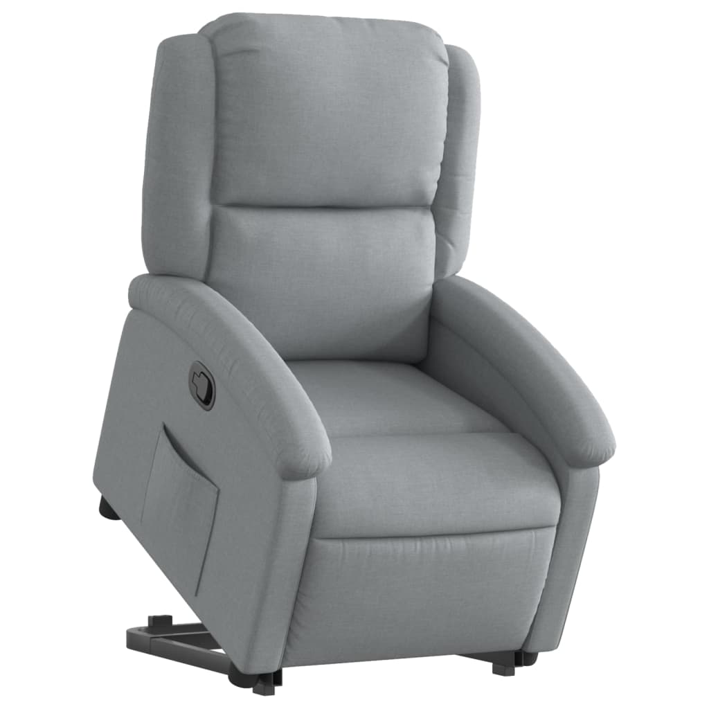 vidaXL Fotoliu rabatabil cu ridicare, gri deschis, material textil