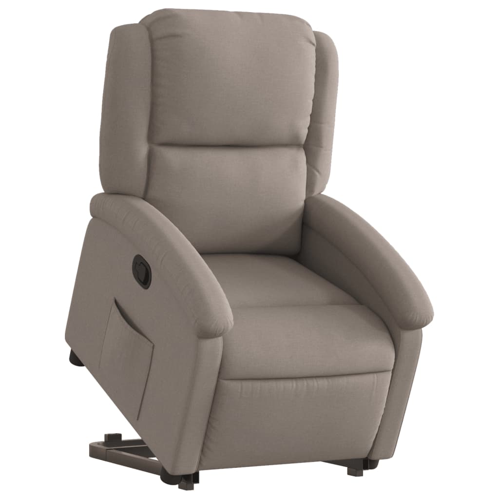 vidaXL Fotoliu rabatabil cu ridicare pe verticală, gri taupe, textil vidaXL Fotoliu rabatabil cu ridicare pe verticală, gri taupe, textil