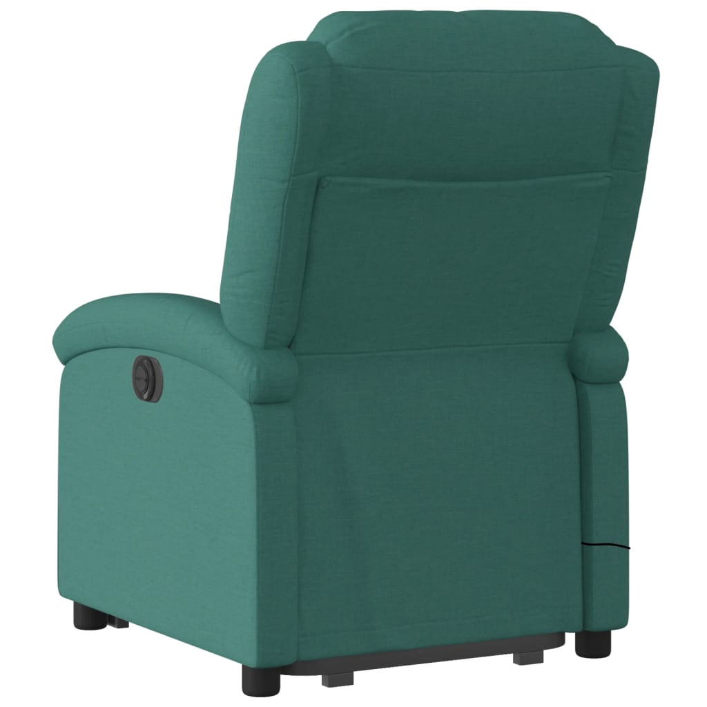 vidaXL Fotoliu rabatabil de masaj, cu ridicare, verde închis, textil