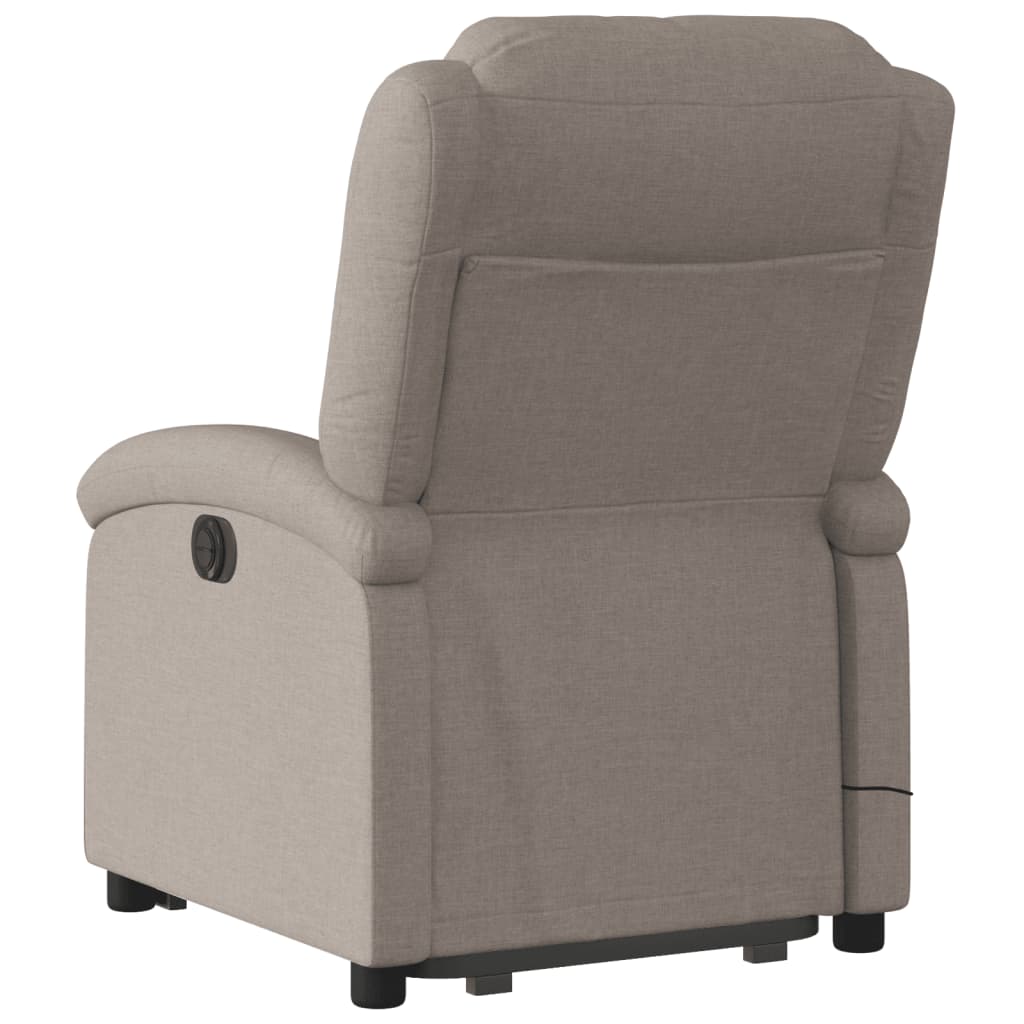 vidaXL Fotoliu rabatabil de masaj cu ridicare, gri taupe, textil