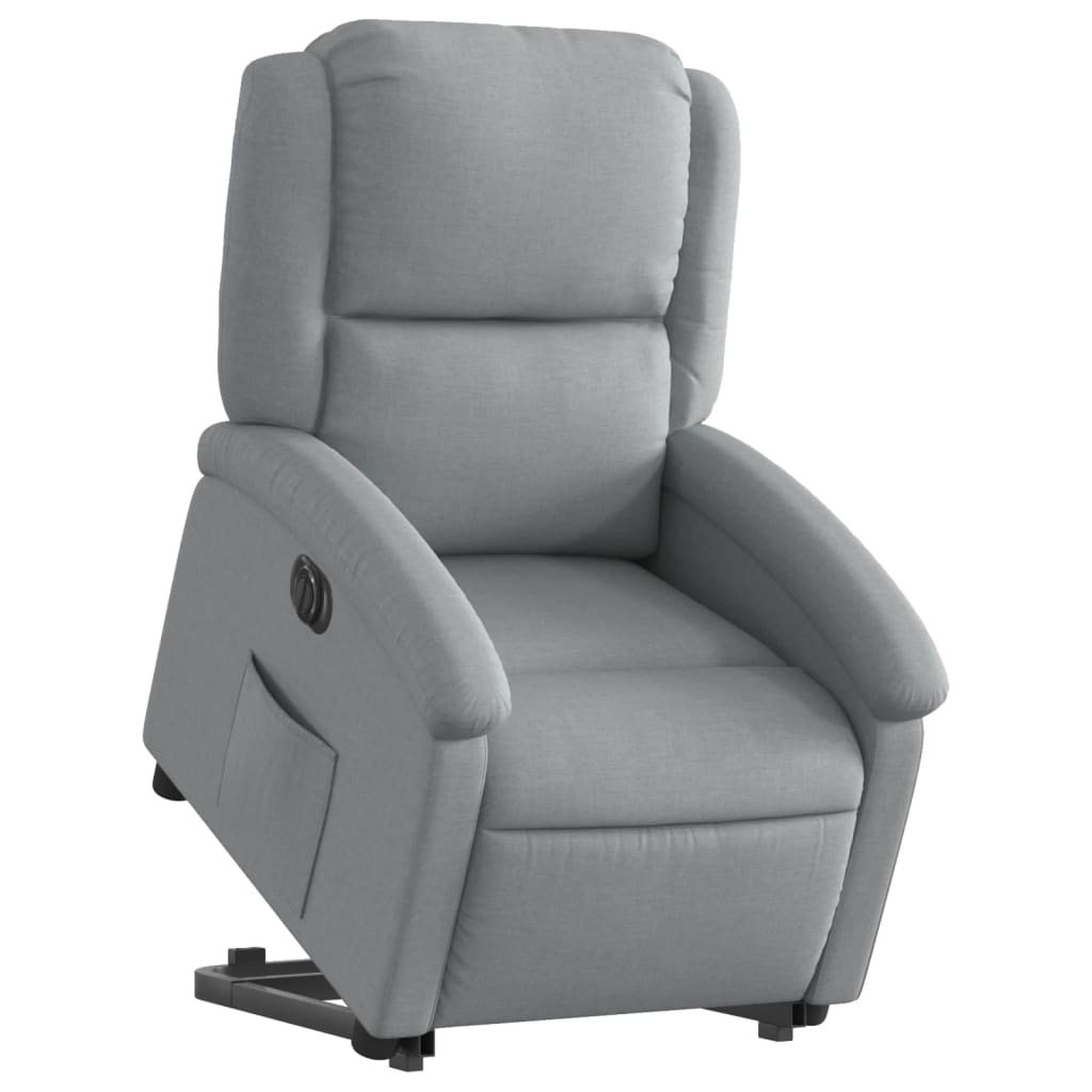 vidaXL Fotoliu electric rabatabil cu ridicare, gri deschis, textil