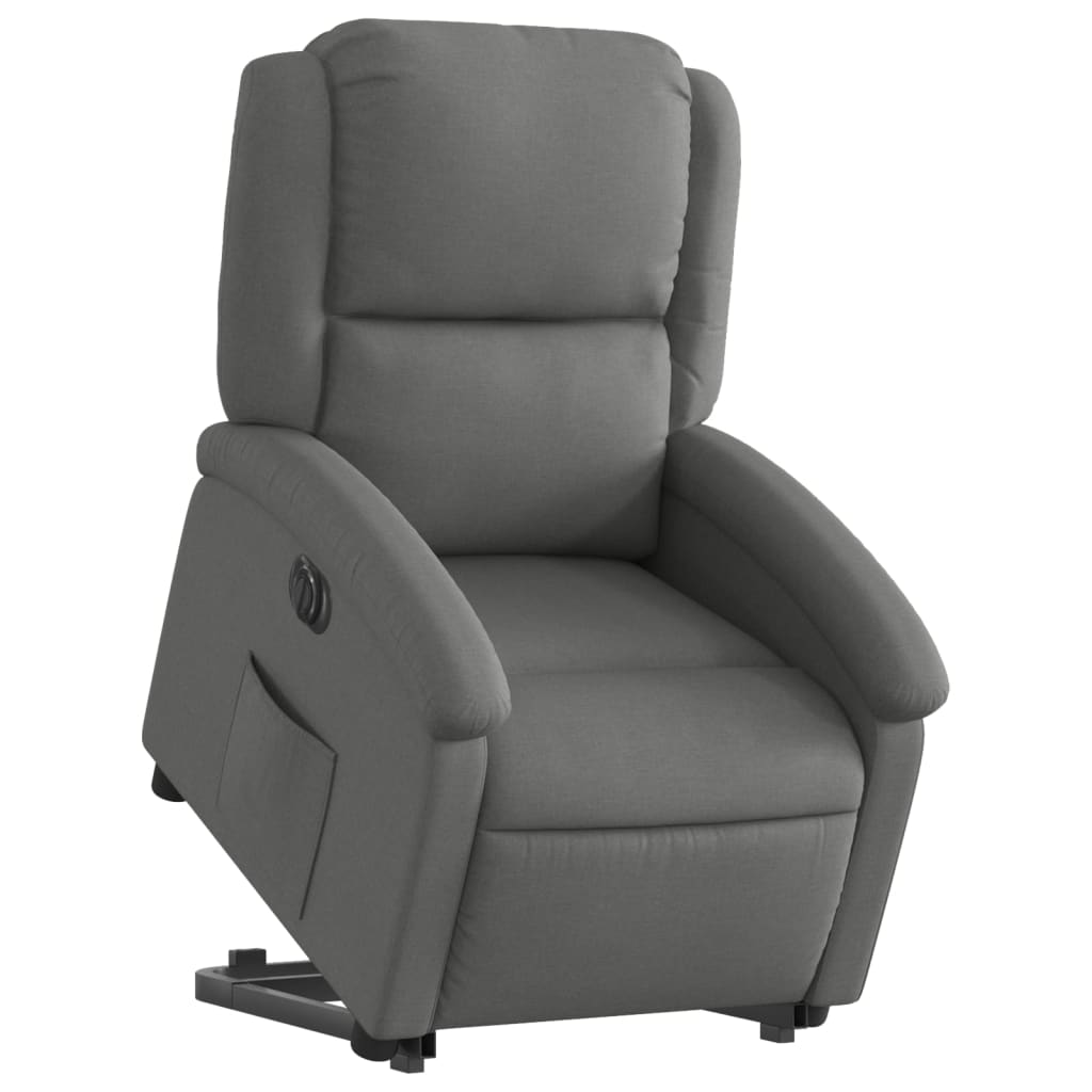 vidaXL Fotoliu electric rabatabil cu ridicare, gri închis, textil