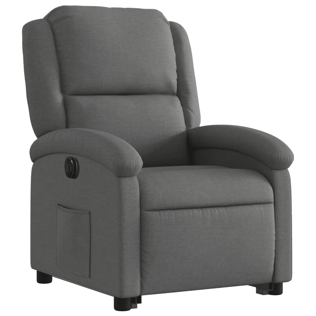 vidaXL Fotoliu electric rabatabil cu ridicare, gri închis, textil