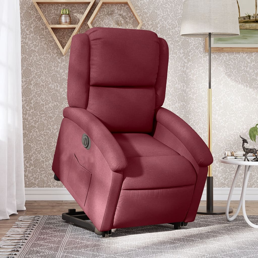 vidaXL Fotoliu electric rabatabil cu ridicare, roșu vin, textil