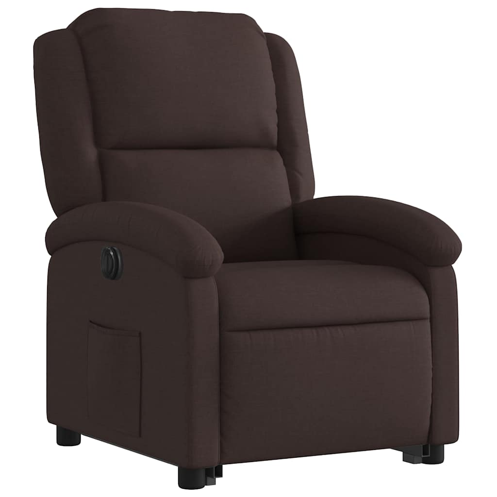 vidaXL Fotoliu electric rabatabil cu ridicare, maro închis, textil