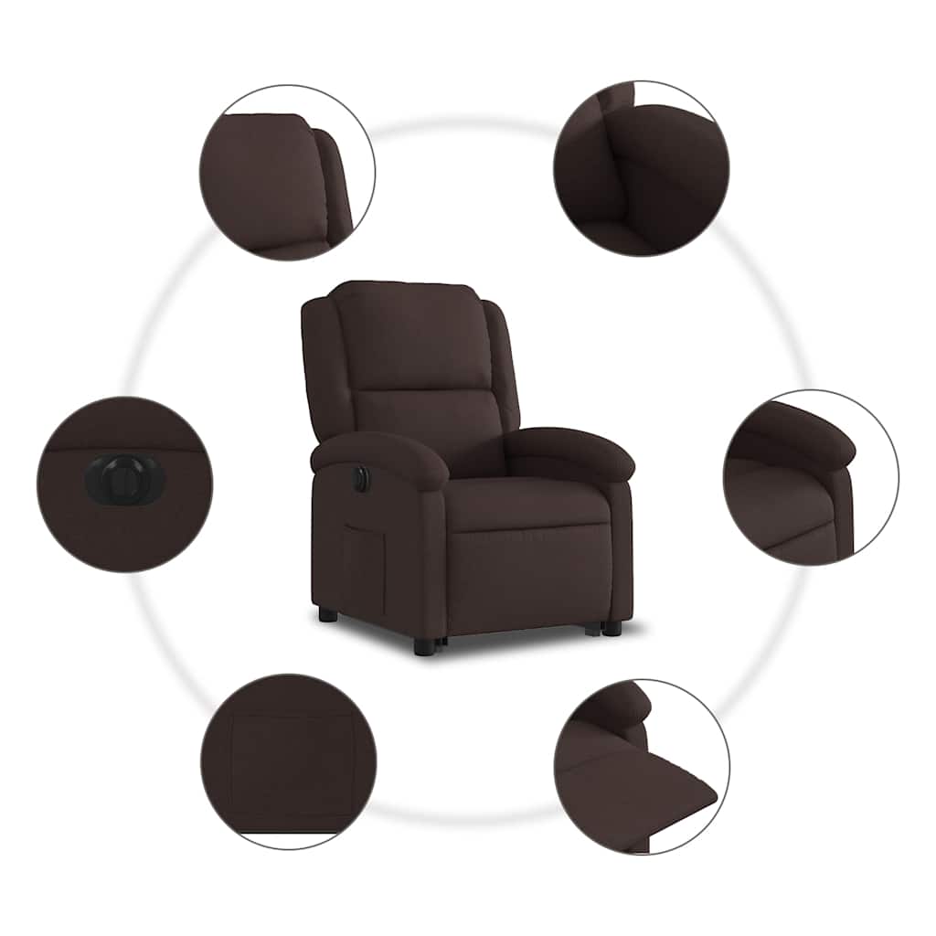 vidaXL Fotoliu electric rabatabil cu ridicare, maro închis, textil