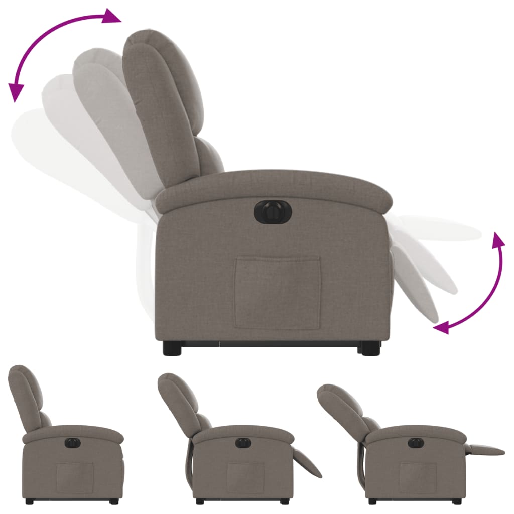 vidaXL Fotoliu electric rabatabil cu ridicare, gri taupe, textil