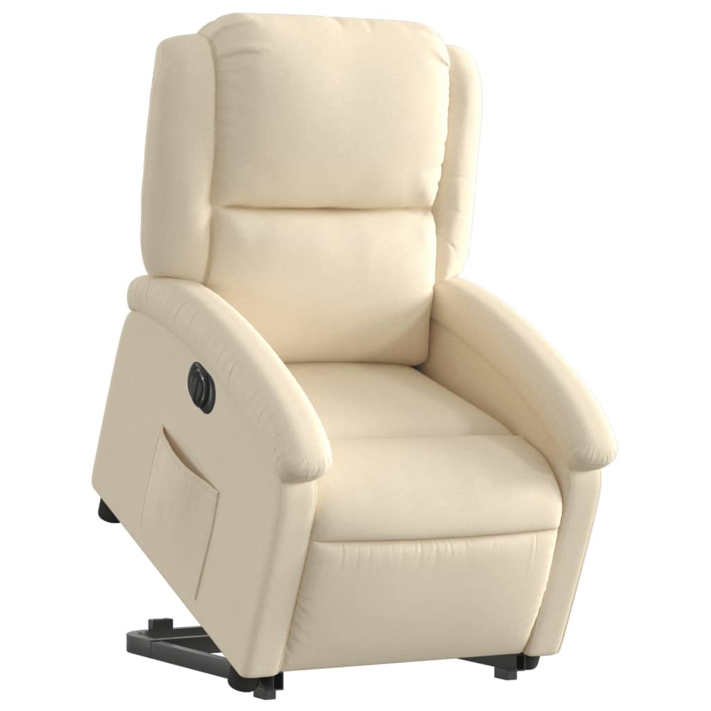 vidaXL Fotoliu electric rabatabil cu ridicare, crem, textil