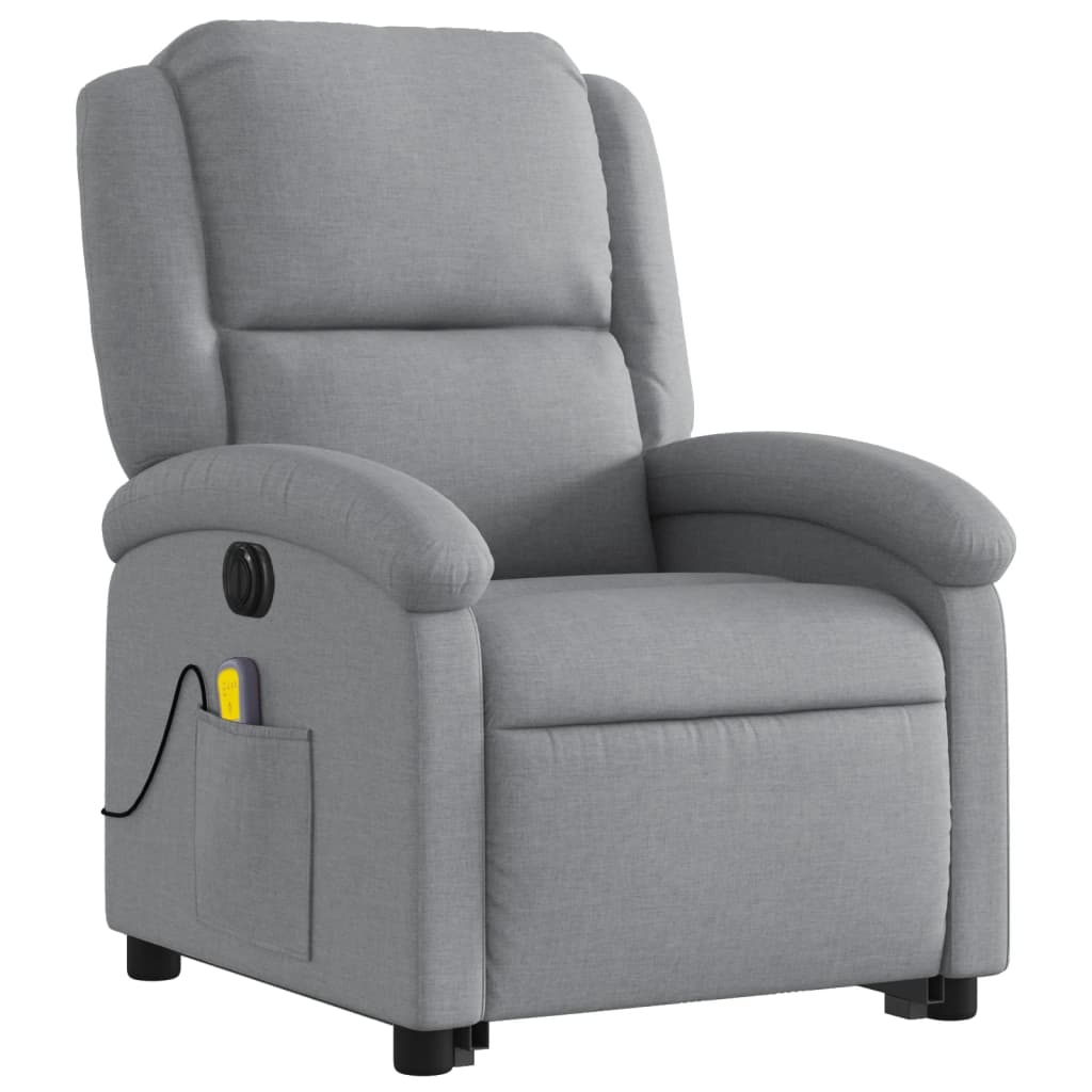 vidaXL Fotoliu electric masaj rabatabil cu ridicare, gri închis textil