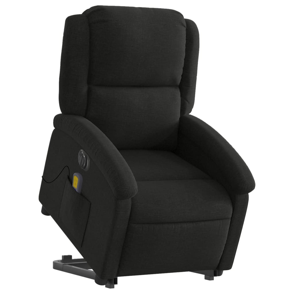 vidaXL Fotoliu electric de masaj rabatabil cu ridicare, negru, textil