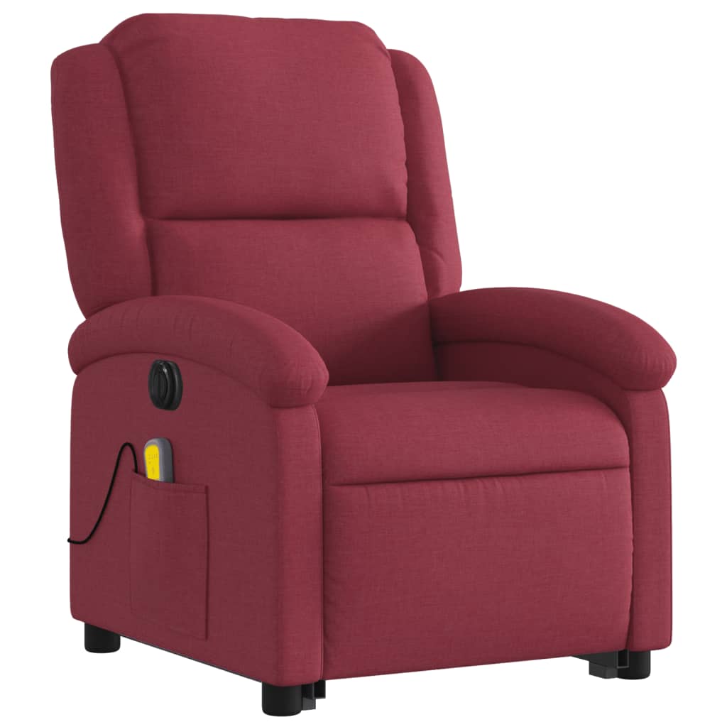 vidaXL Fotoliu de masaj electric rabatabil cu ridicare roșu vin textil