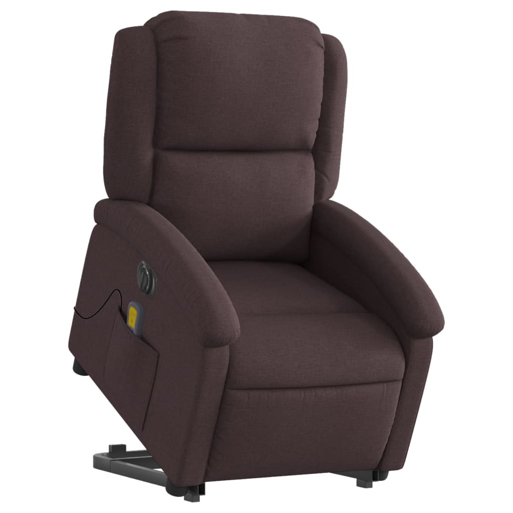 vidaXL Fotoliu electric masaj rabatabil cu ridicare maro închis textil vidaXL Fotoliu electric masaj rabatabil cu ridicare maro închis textil