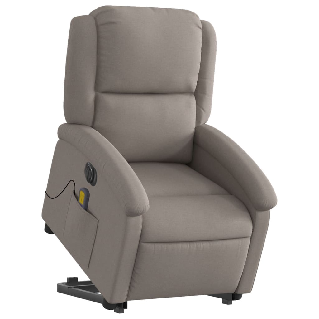 vidaXL Fotoliu electric masaj rabatabil cu ridicare, gri taupe, textil