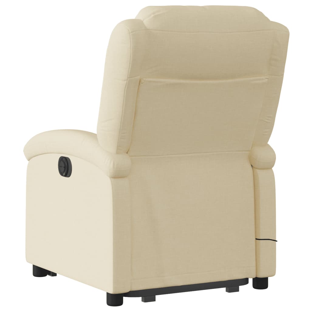 vidaXL Fotoliu electric de masaj rabatabil cu ridicare, crem, textil vidaXL Fotoliu electric de masaj rabatabil cu ridicare, crem, textil