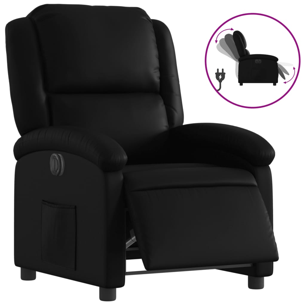 vidaXL Fotoliu rabatabil electric, negru, piele ecologică