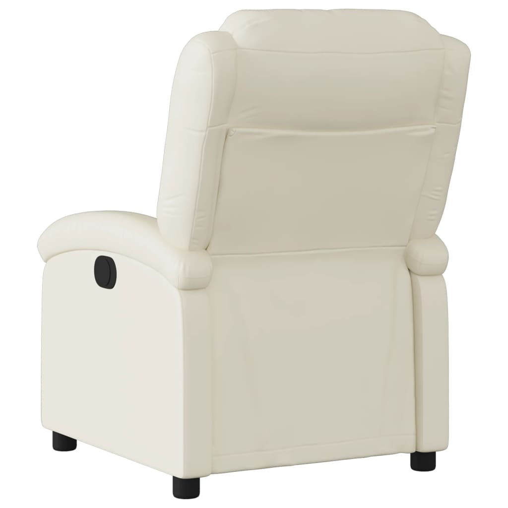 vidaXL Fotoliu rabatabil electric, crem, piele ecologică