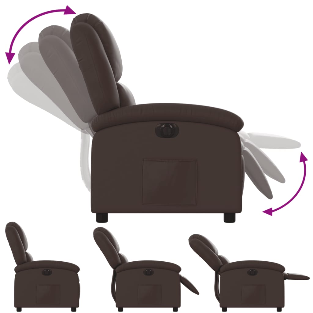 vidaXL Fotoliu rabatabil electric, maro, piele ecologică