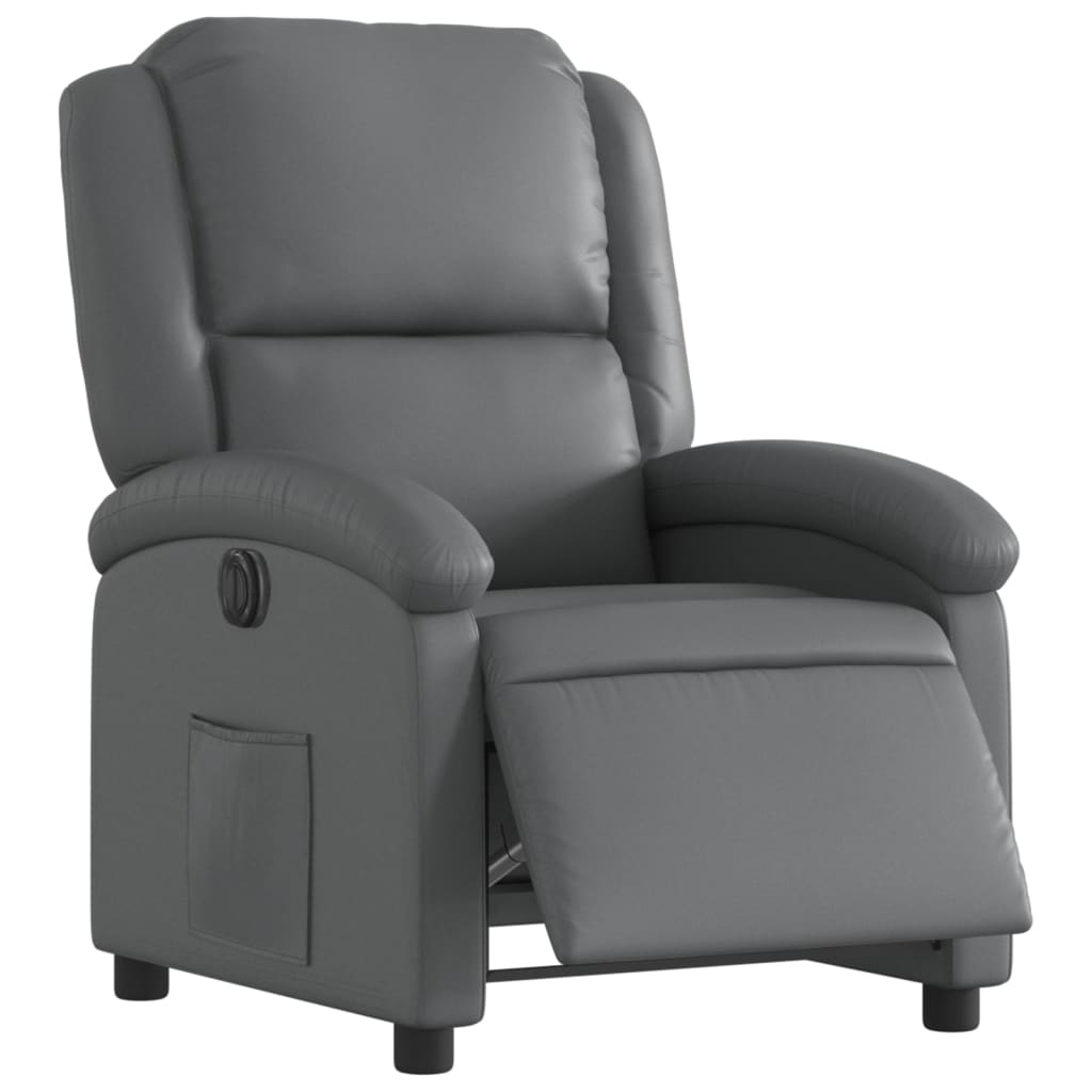 vidaXL Fotoliu rabatabil electric, gri, piele ecologică