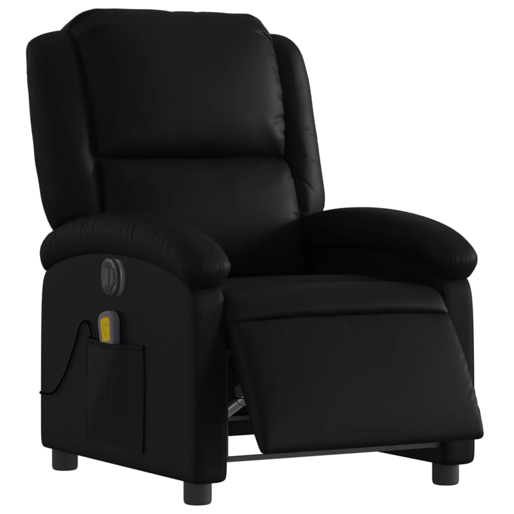 vidaXL Fotoliu electric de masaj rabatabil, negru, piele ecologică