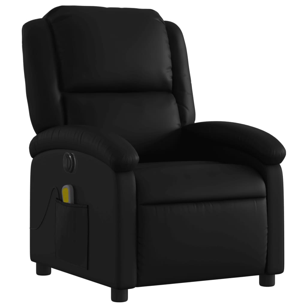 vidaXL Fotoliu electric de masaj rabatabil, negru, piele ecologică