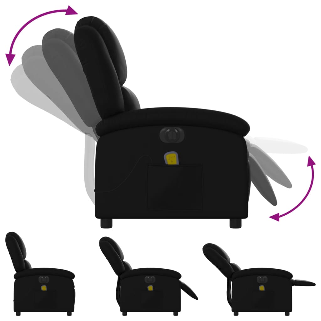 vidaXL Fotoliu electric de masaj rabatabil, negru, piele ecologică