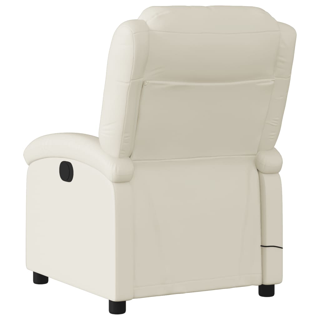 vidaXL Fotoliu electric de masaj rabatabil, crem, piele ecologică
