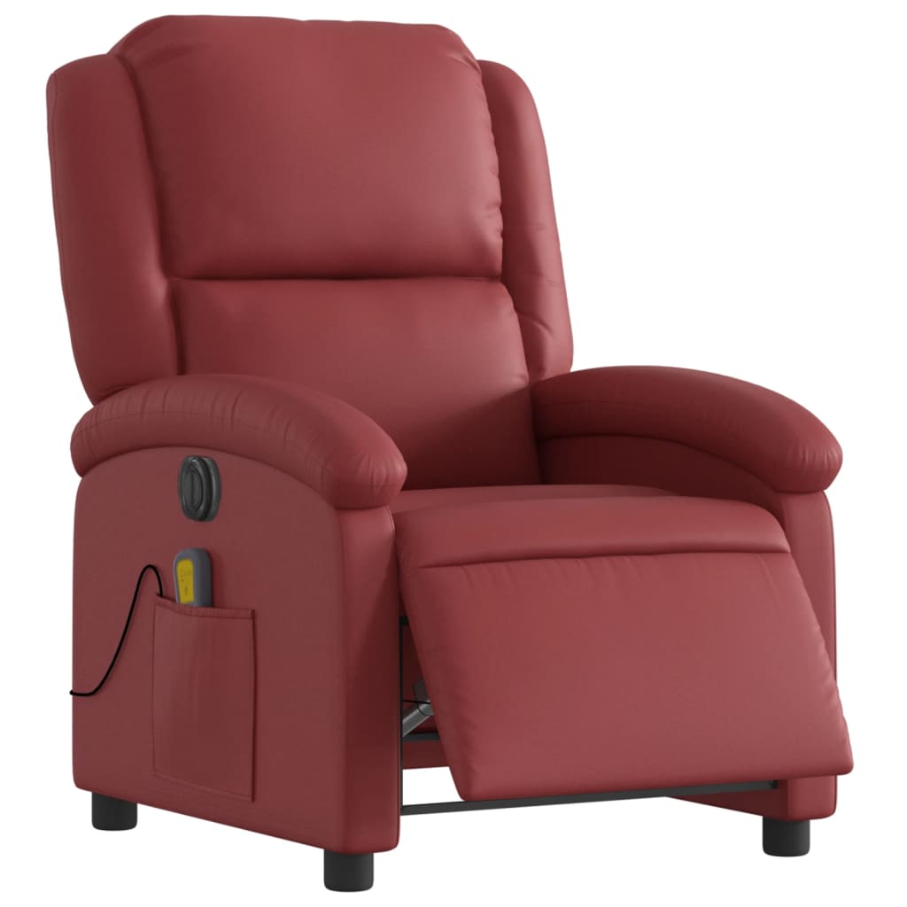 vidaXL Fotoliu de masaj electric rabatabil, roșu vin, piele ecologică vidaXL Fotoliu de masaj electric rabatabil, roșu vin, piele ecologică