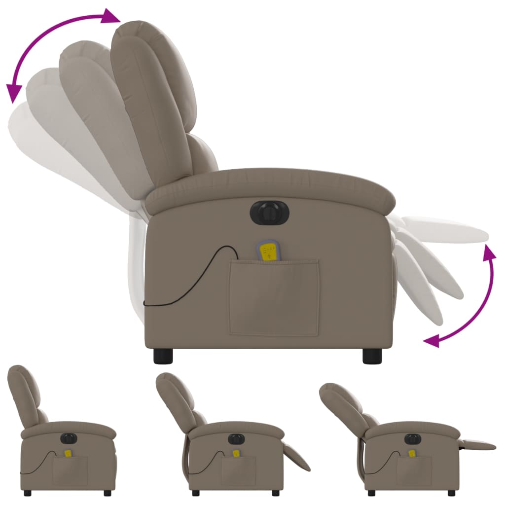 vidaXL Fotoliu electric masaj rabatabil, cappuccino, piele ecologică