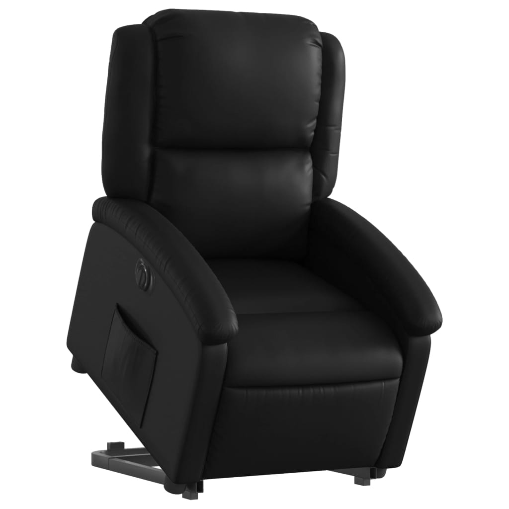 vidaXL Fotoliu rabatabil electric cu ridicare, negru, piele ecologică