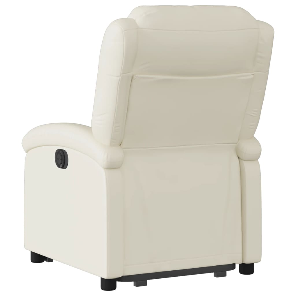 vidaXL Fotoliu rabatabil electric cu ridicare, crem, piele ecologică