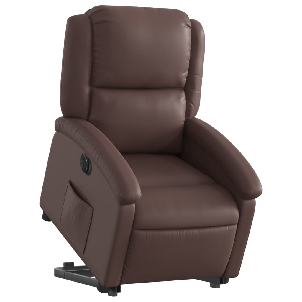 vidaXL Fotoliu rabatabil electric cu ridicare, maro, piele ecologică