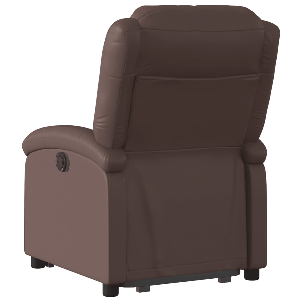 vidaXL Fotoliu rabatabil electric cu ridicare, maro, piele ecologică