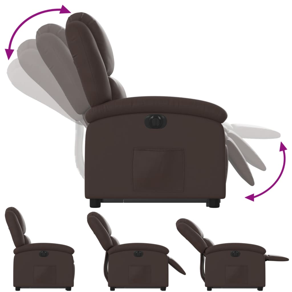 vidaXL Fotoliu rabatabil electric cu ridicare, maro, piele ecologică