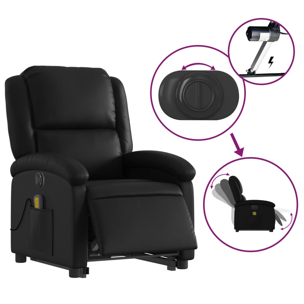 vidaXL Fotoliu electric masaj rabatabil cu ridicare, negru