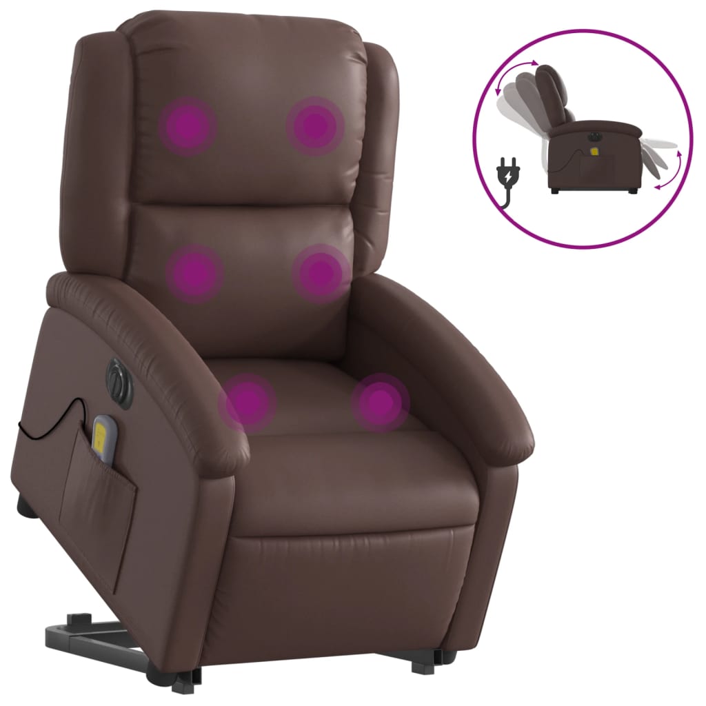 vidaXL Fotoliu electric masaj rabatabil cu ridicare, maro