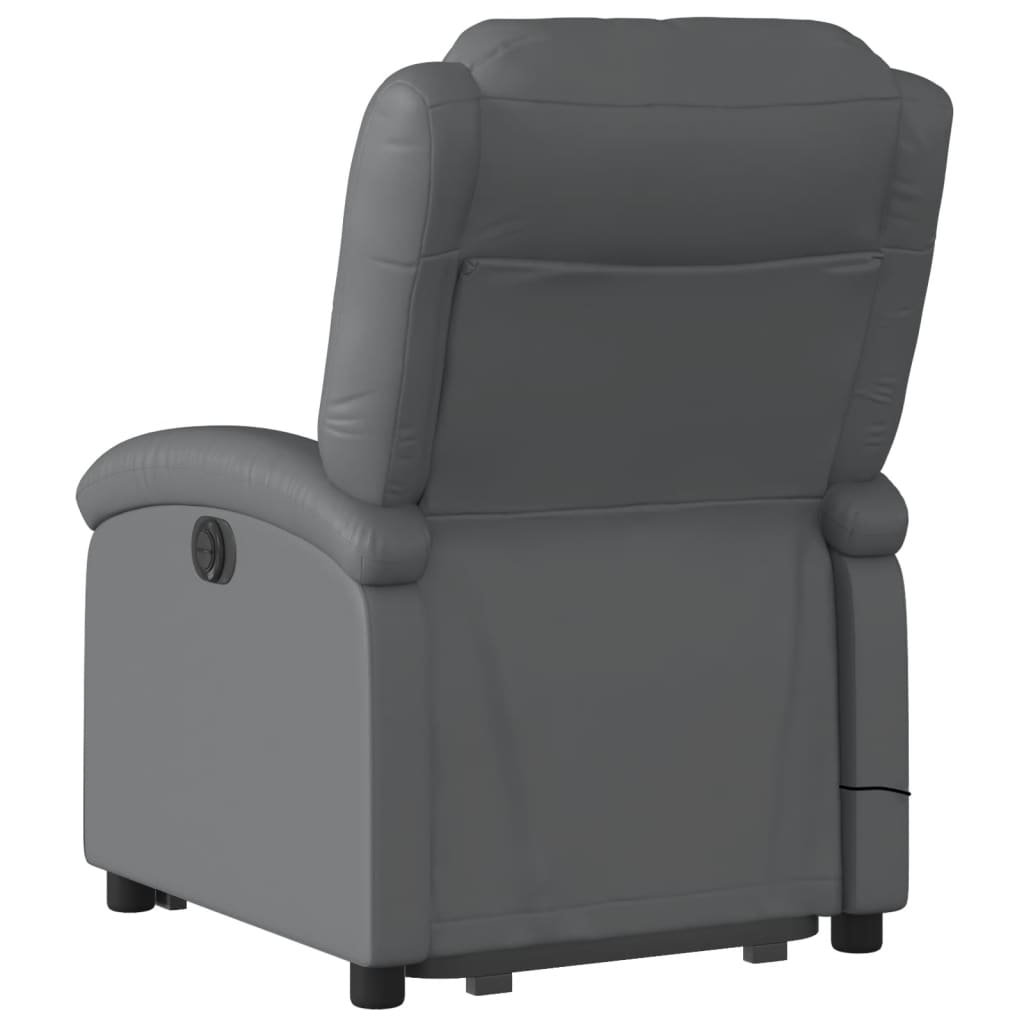 vidaXL Fotoliu masaj rabatabil electric cu ridicare, gri, piele eco