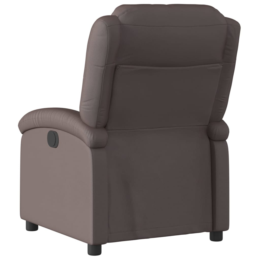 vidaXL Fotoliu rabatabil electric, maro închis, piele naturală