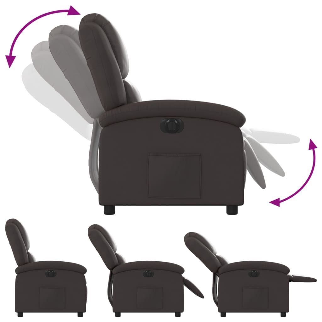vidaXL Fotoliu rabatabil electric, maro închis, piele naturală