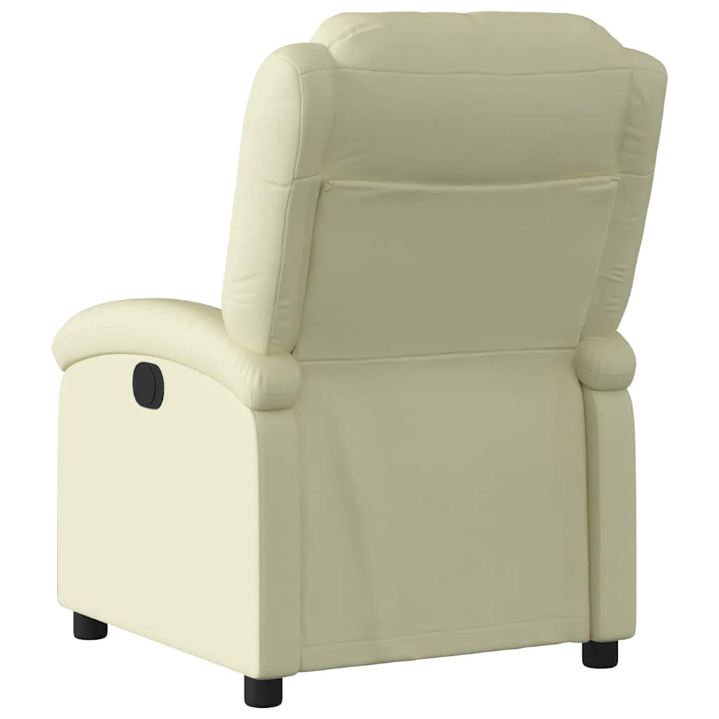 vidaXL Fotoliu rabatabil electric, crem, piele naturală