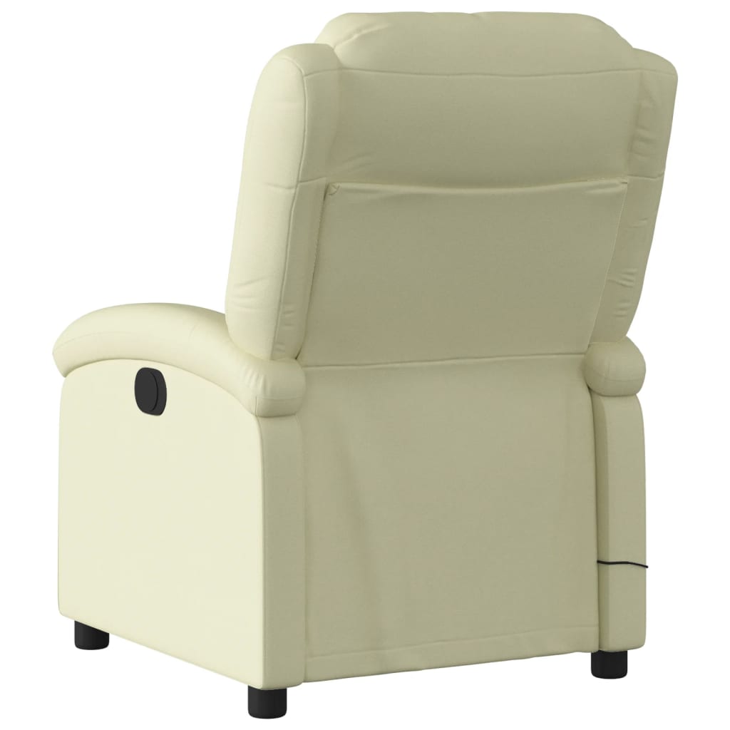 vidaXL Fotoliu de masaj rabatabil electric, crem, piele naturală vidaXL Fotoliu de masaj rabatabil electric, crem, piele naturală