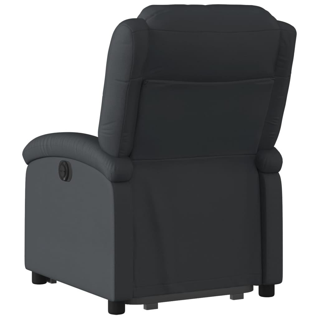 vidaXL Fotoliu rabatabil electric cu ridicare, negru, piele naturală