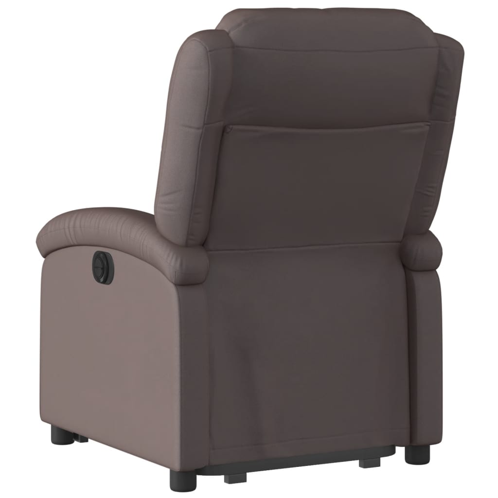 vidaXL Fotoliu rabatabil electric cu ridicare, maro, piele naturală
